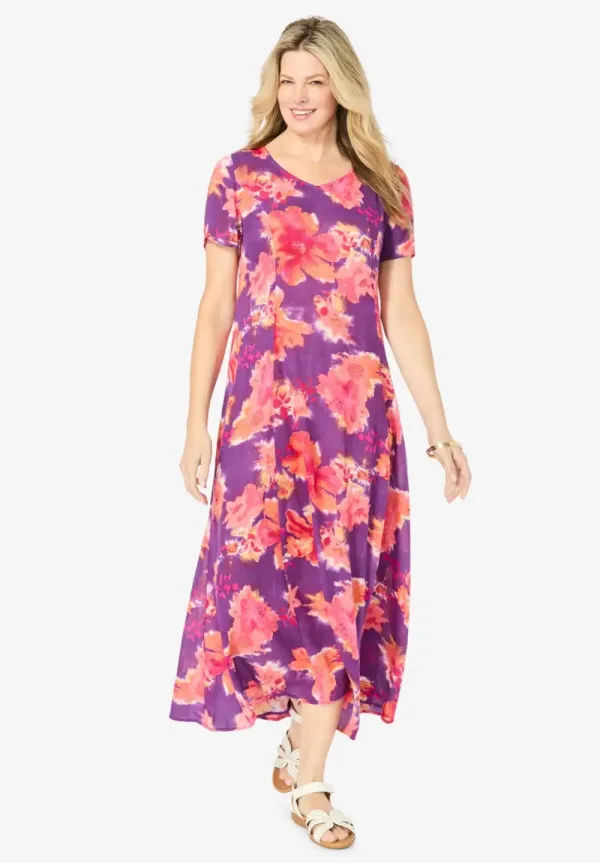 Short-Sleeve Crinkle Dress