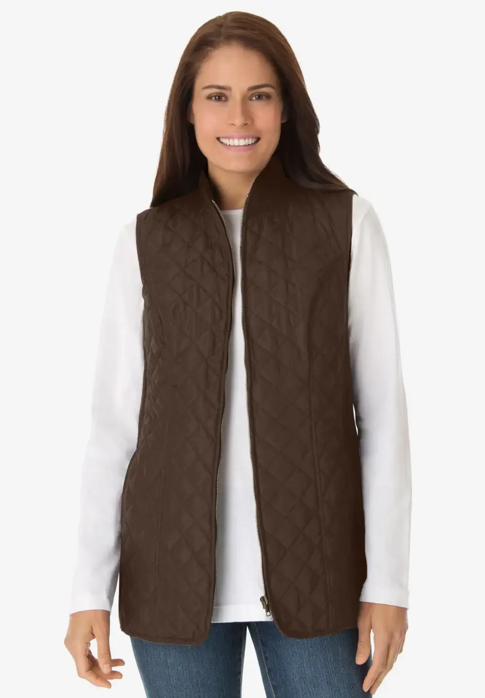 Zip-Front Quilted Vest