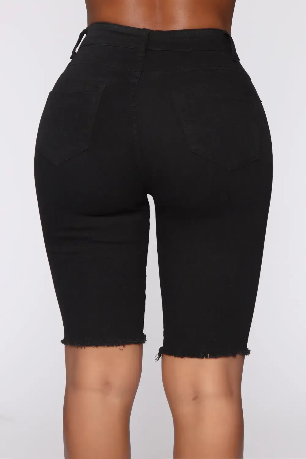 Raquel Distressed Bermuda Shorts - Black