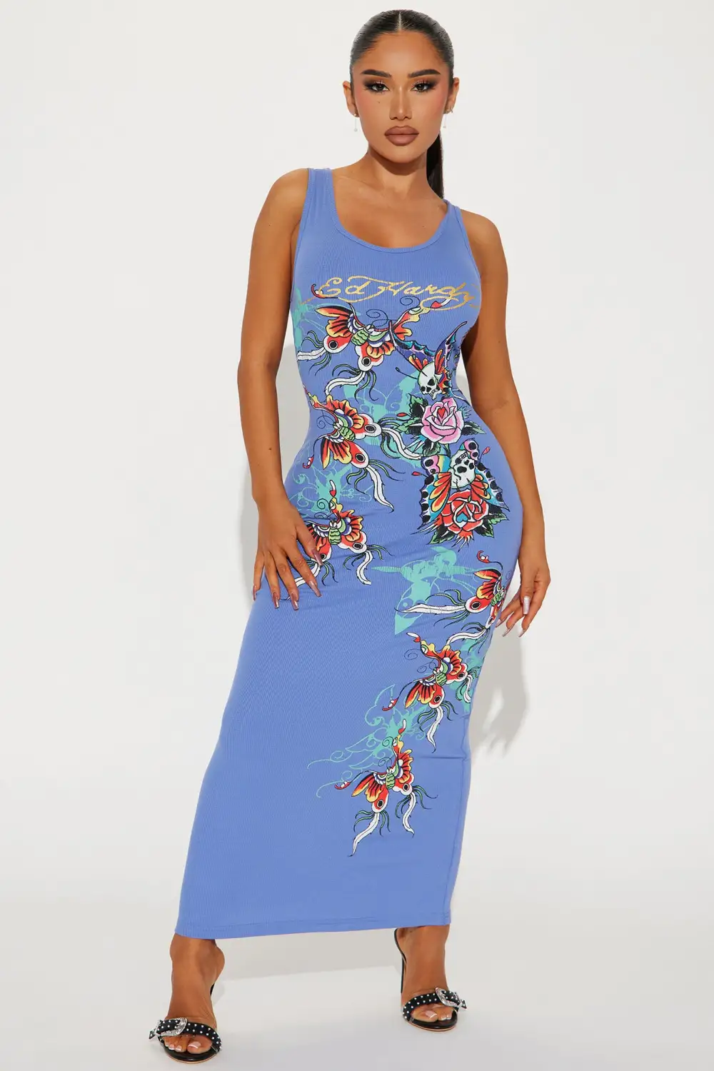 Ed Hardy Butterfly Maxi Dress - Slate Blue