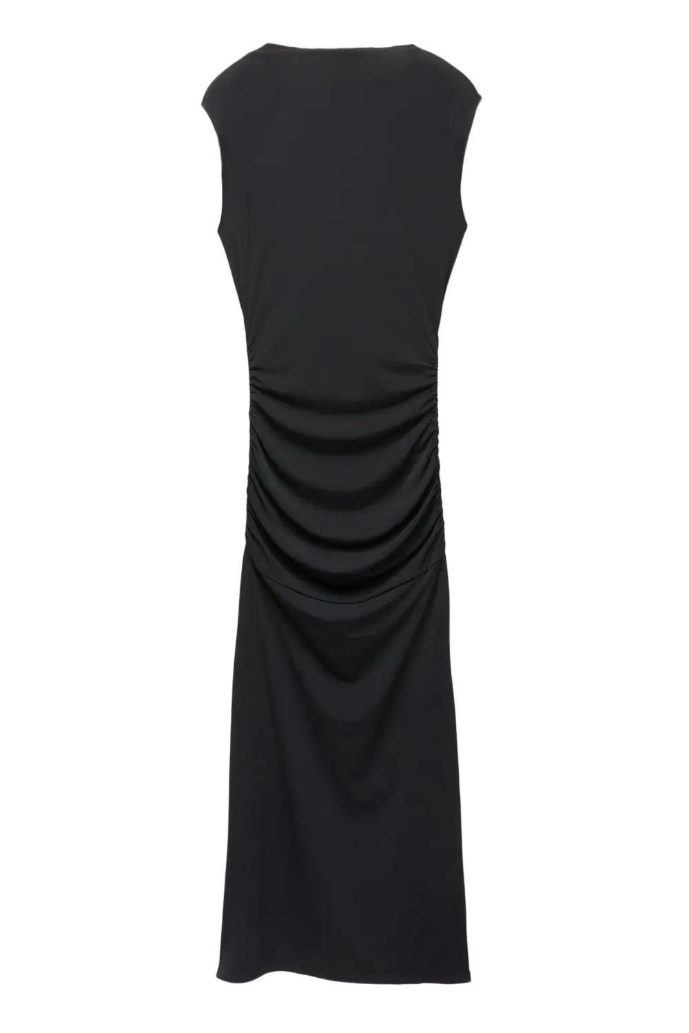 Vestido midi manga sisa frunces
