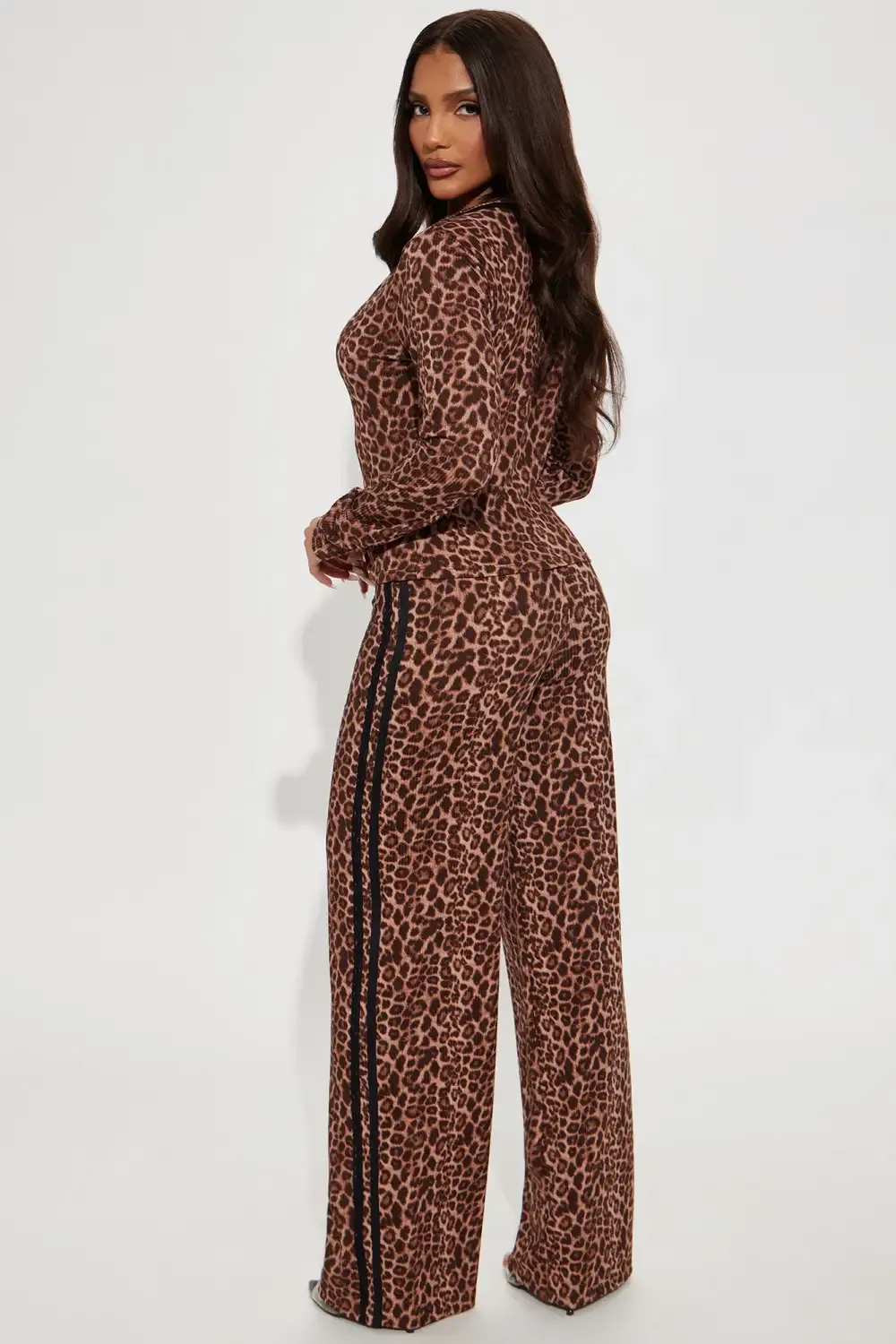 Savage Chic Leopard Pant Set - Brown Combo
