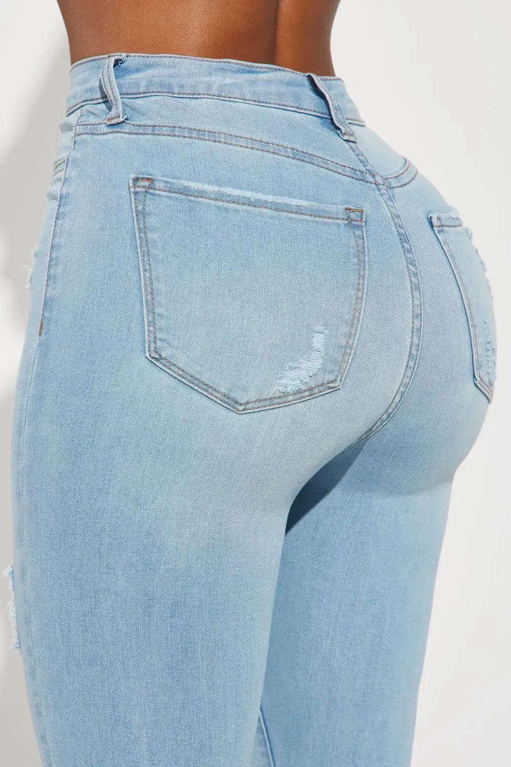 Stacey Super Stretch Ripped Skinny Jeans - Light Wash