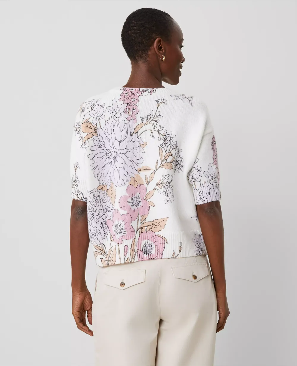 Floral Elbow Sleeve Sweater Tee