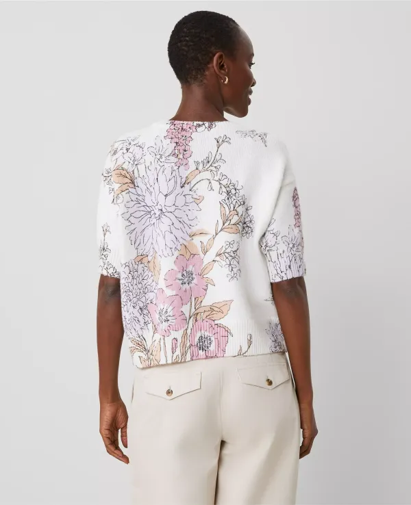 Floral Elbow Sleeve Sweater Tee