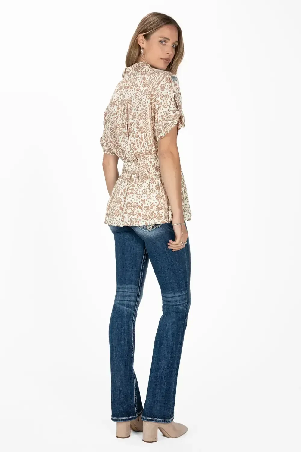 Aztec Print Twist Blouse