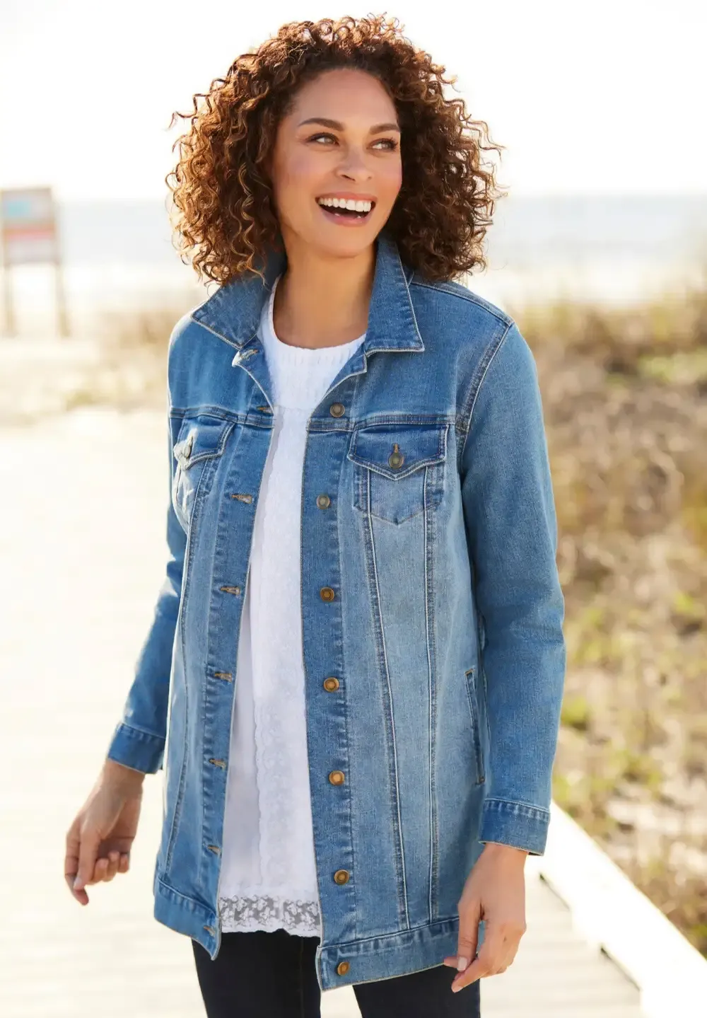 Long Stretch Denim Jacket