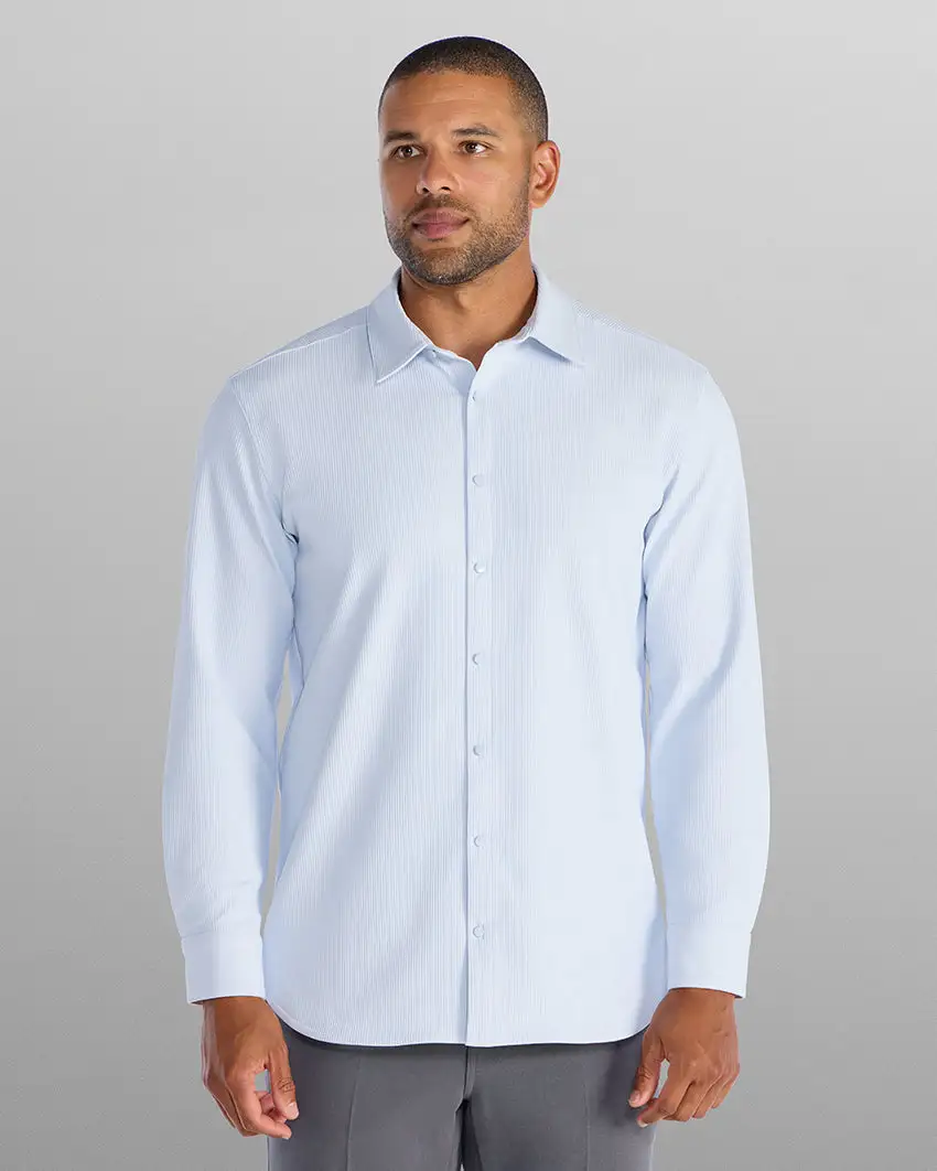 Ribbed+ Long Sleeve Button Down