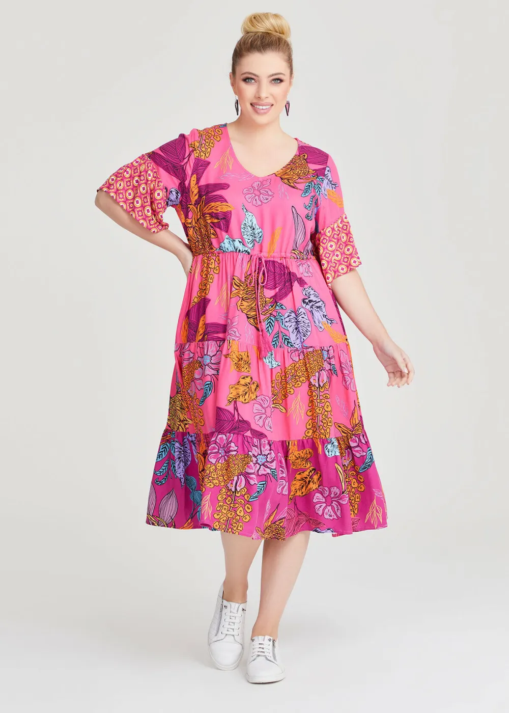 Natural Floral Geo Mix Dress