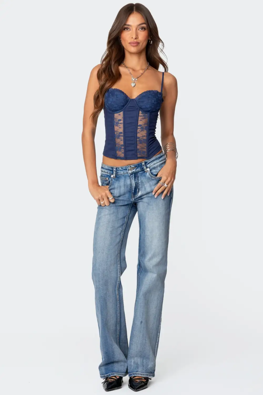 Avena Linen Look Lacey Corset