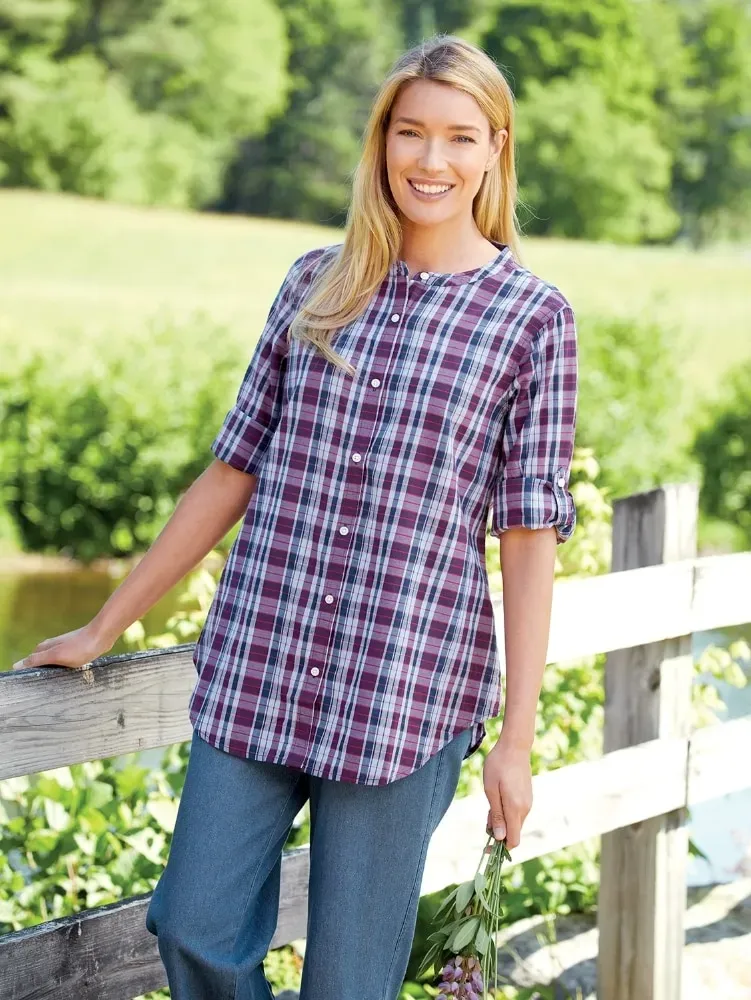 Madras Plaid All-Cotton Tunic