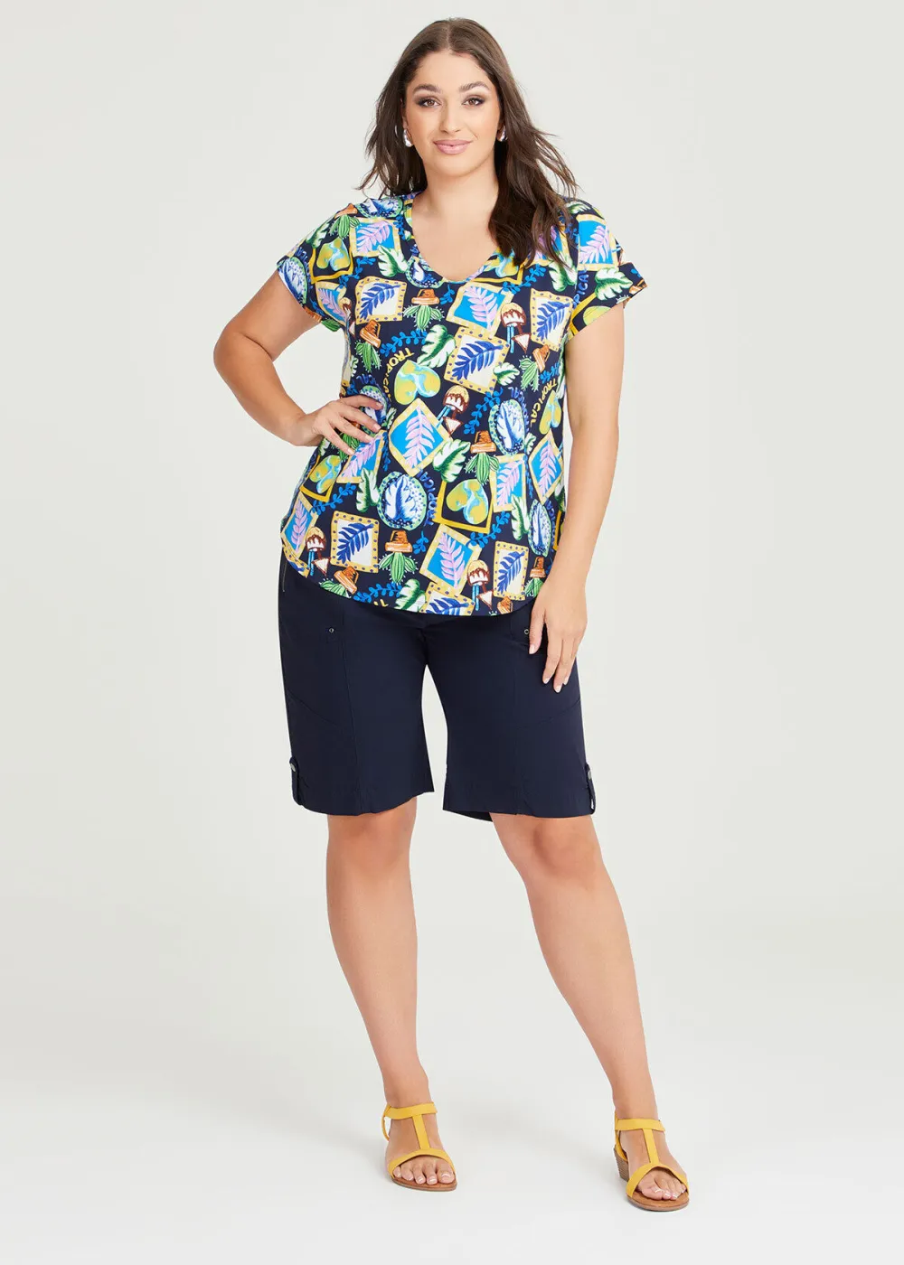 Cotton Tropical Print Top