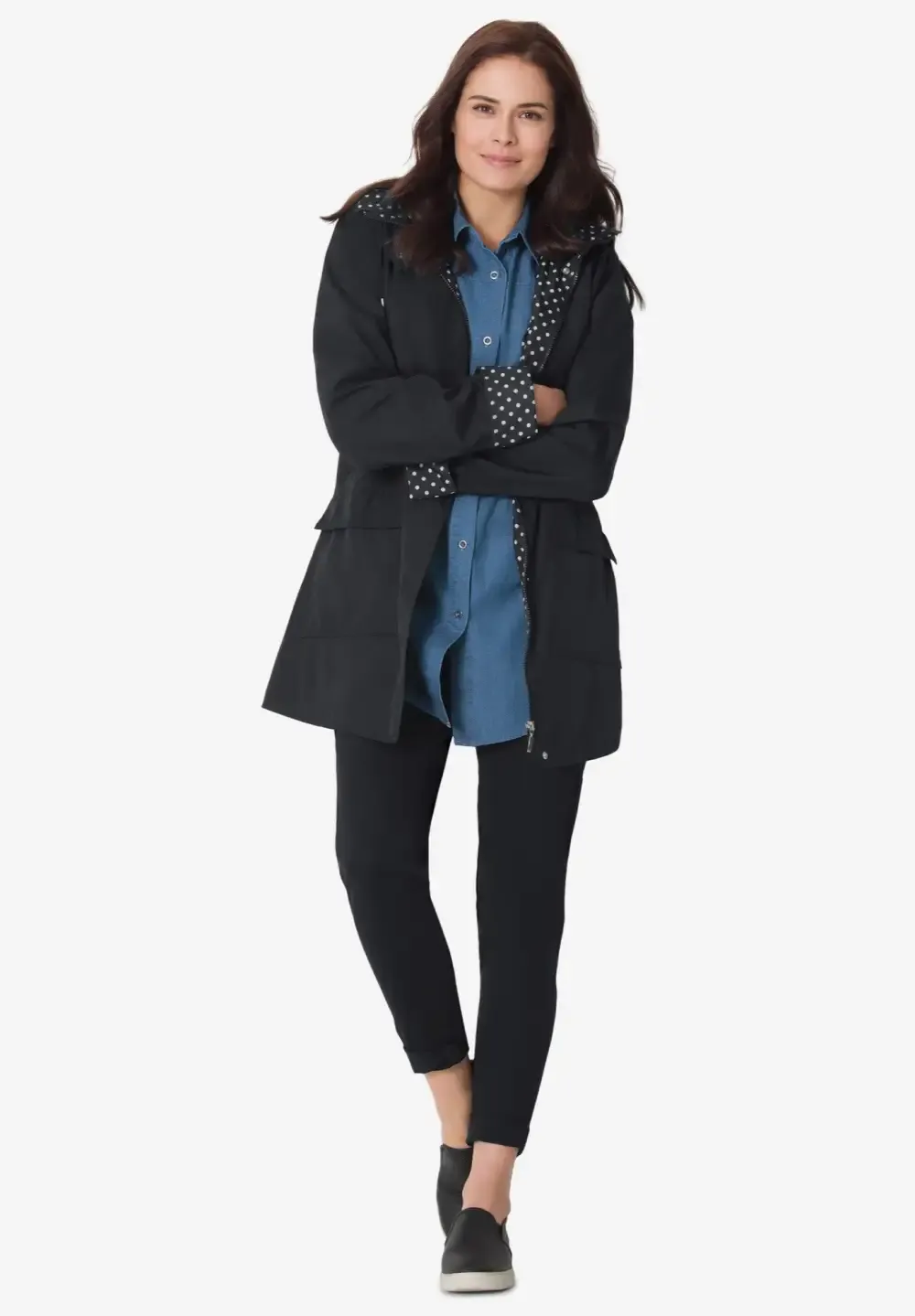 Dot Trim Raincoat