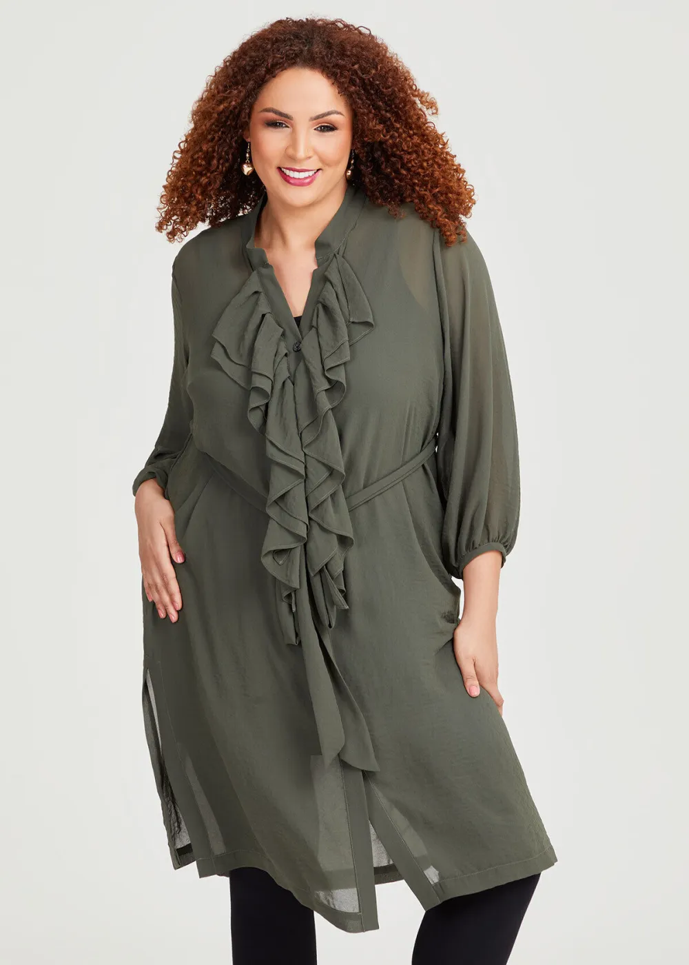 Chiffon Mia Ruffle Neck Shirt