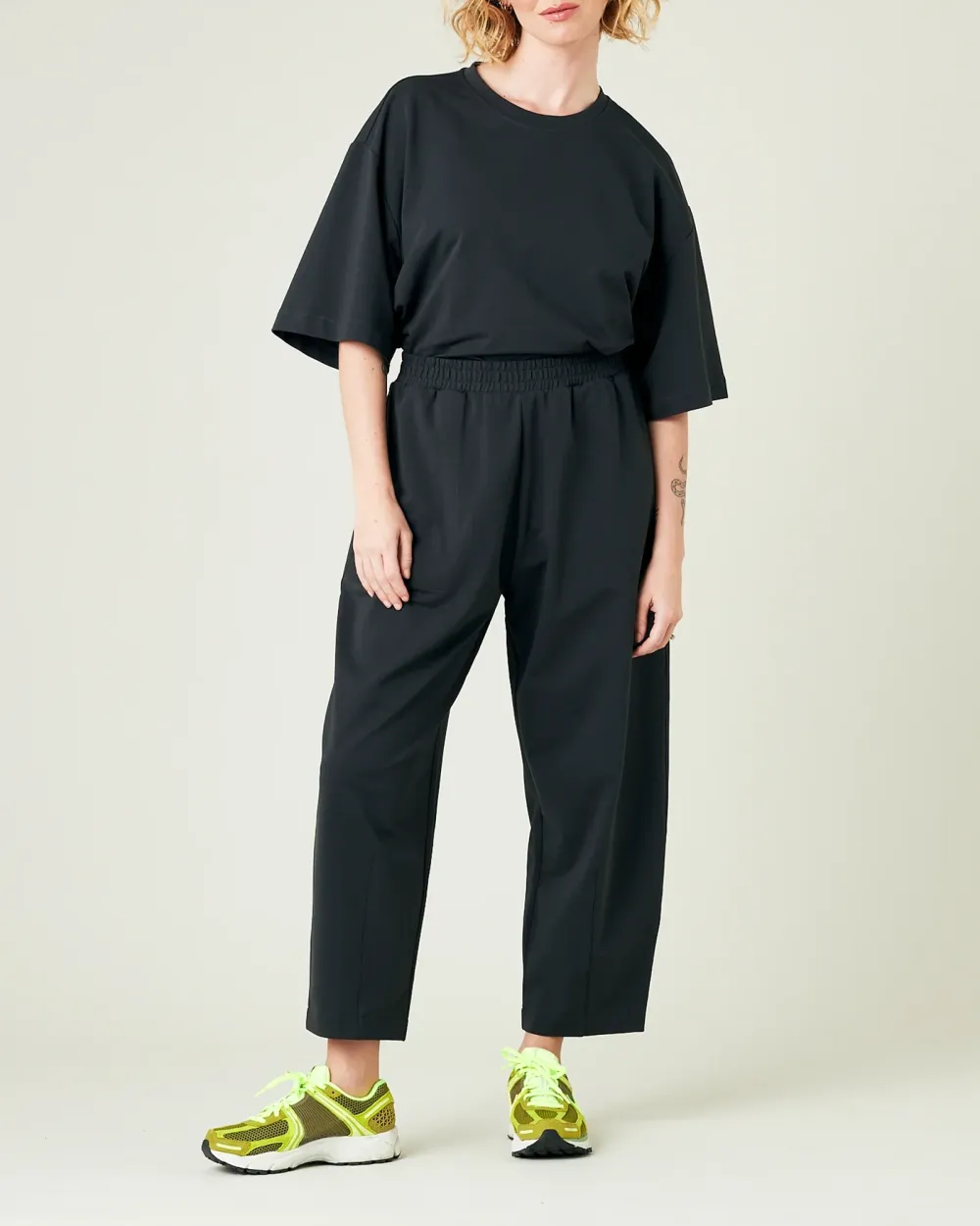 COTTON JERSEY SHORT DROP SLEEVE TOP