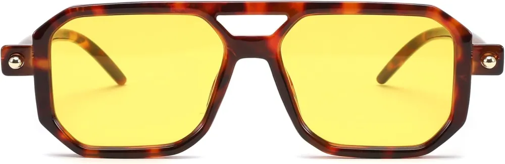 FEISEDY Vintage Square 70s Flat Aviator Sunglasses Women Men Classic Retro Stylish Frame UV400 Sunglasses B2622