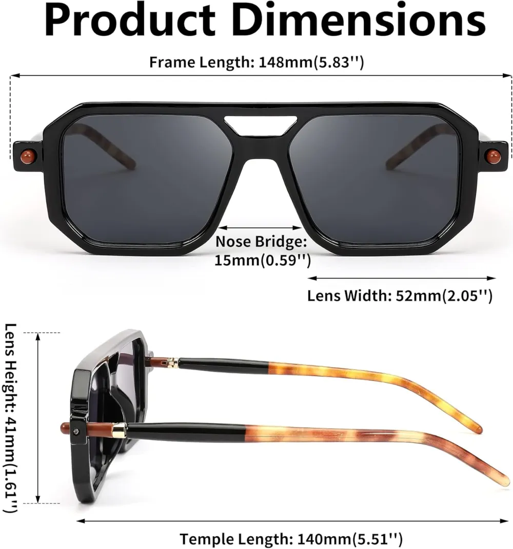 FEISEDY Vintage Square 70s Flat Aviator Sunglasses Women Men Classic Retro Stylish Frame UV400 Sunglasses B2622