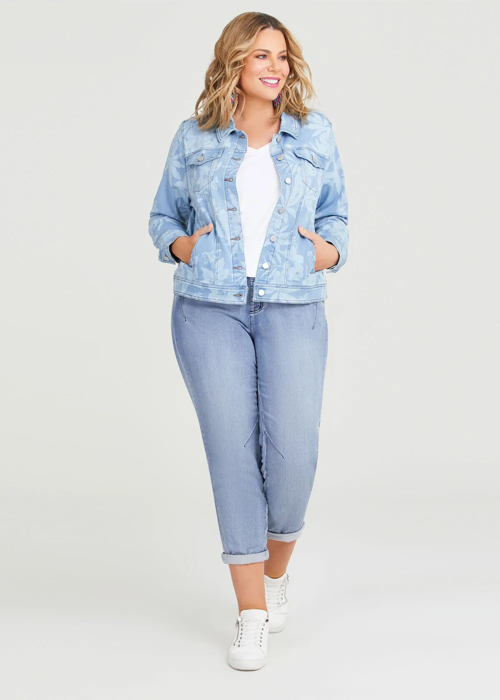Cotton Floral Denim Jacket