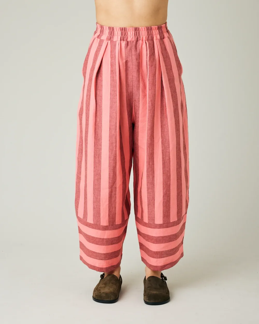 BLUSH STRIPE LINEN TROUSERS