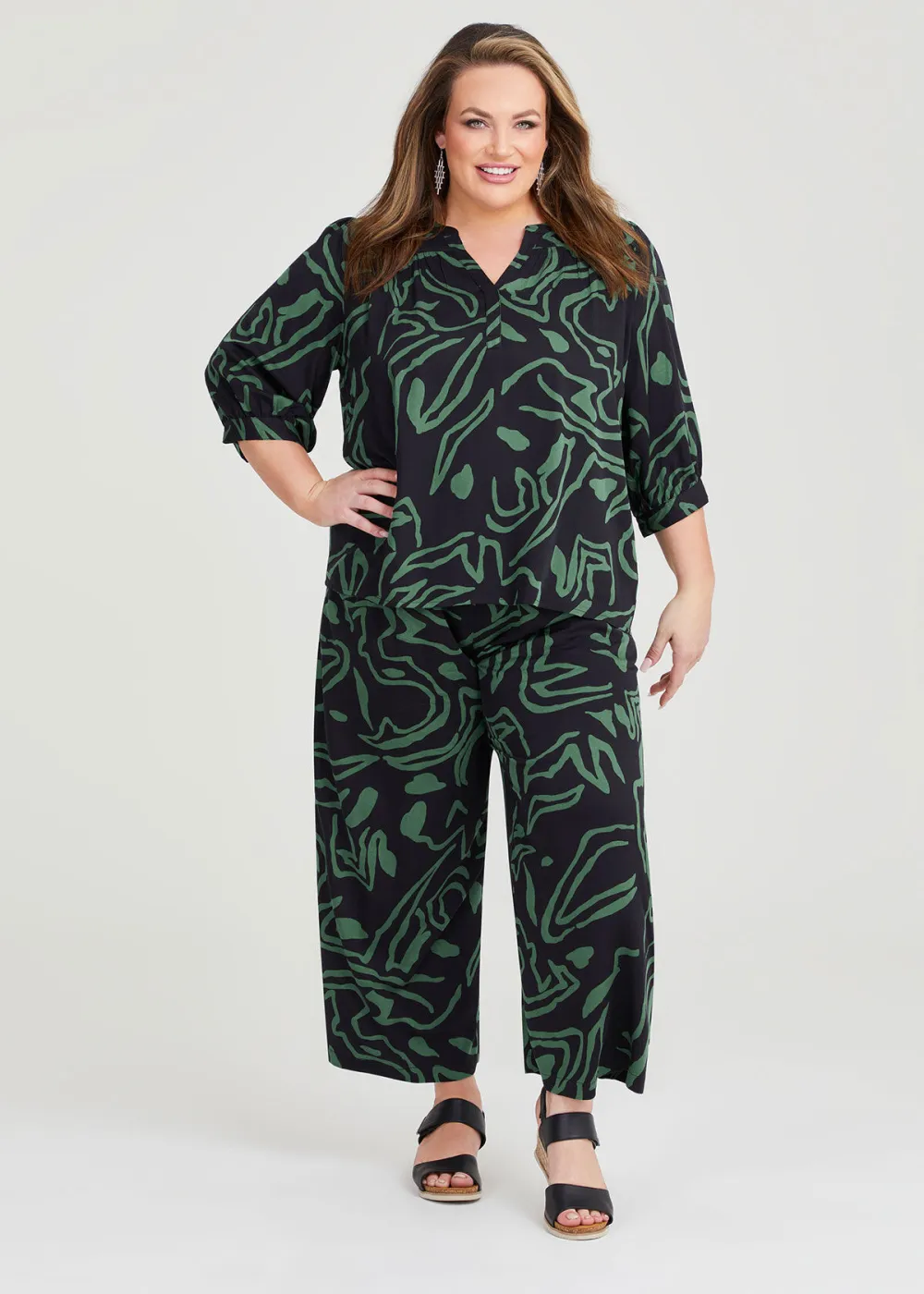 Natural Abstract Print Pant