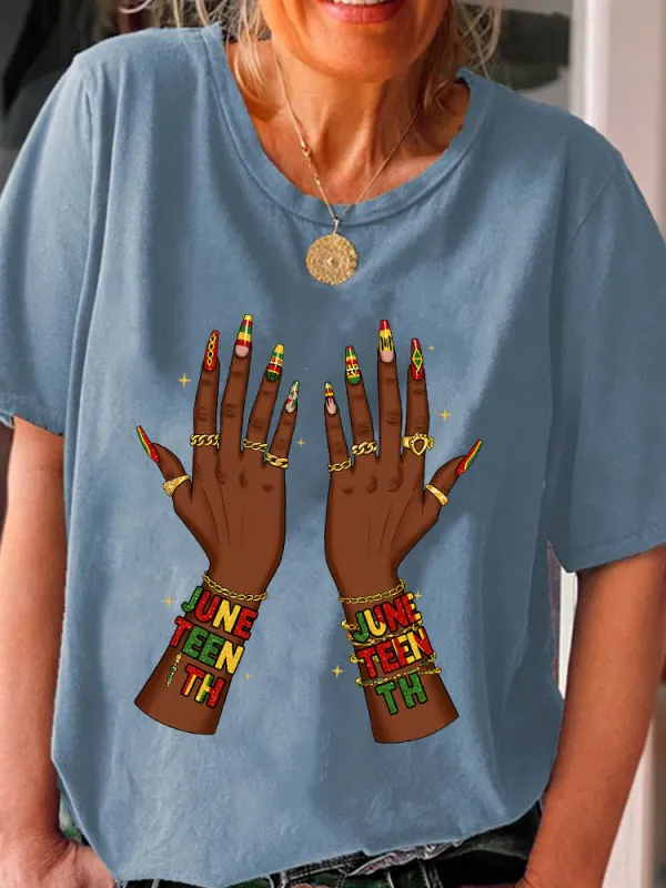 Women'S Juenteenth Round-Neck Short-Sleeved T-Shirt