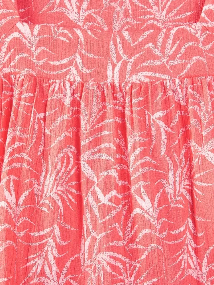 Short-Sleeve Cotton Gauze Print Muumuu