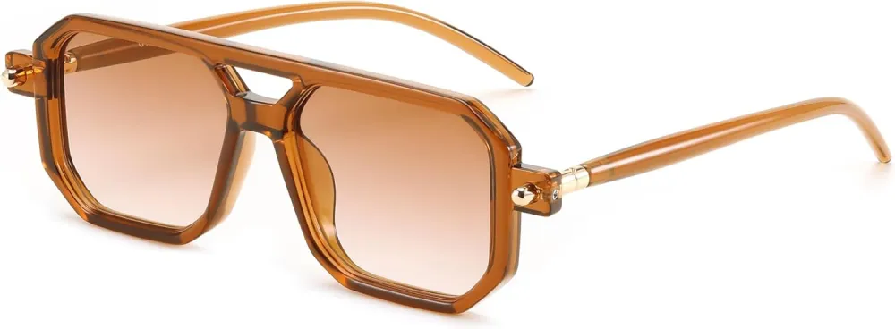 FEISEDY Vintage Square 70s Flat Aviator Sunglasses Women Men Classic Retro Stylish Frame UV400 Sunglasses B2622