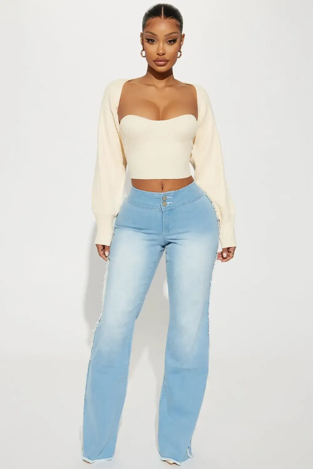 Missed Your Chance Stretch Flare Jeans - Light Wash
