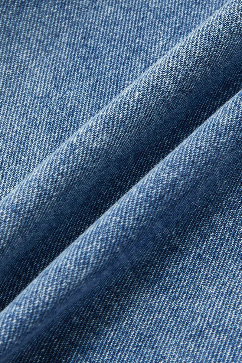 Raw Hem Ripped High Rise Bermuda Denim Shorts