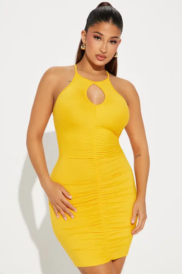 Chiara Ruched Mini Dress - Orange