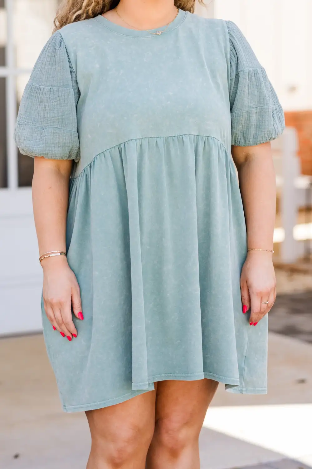 Wind In My Hair Don't Care Dress, Sage