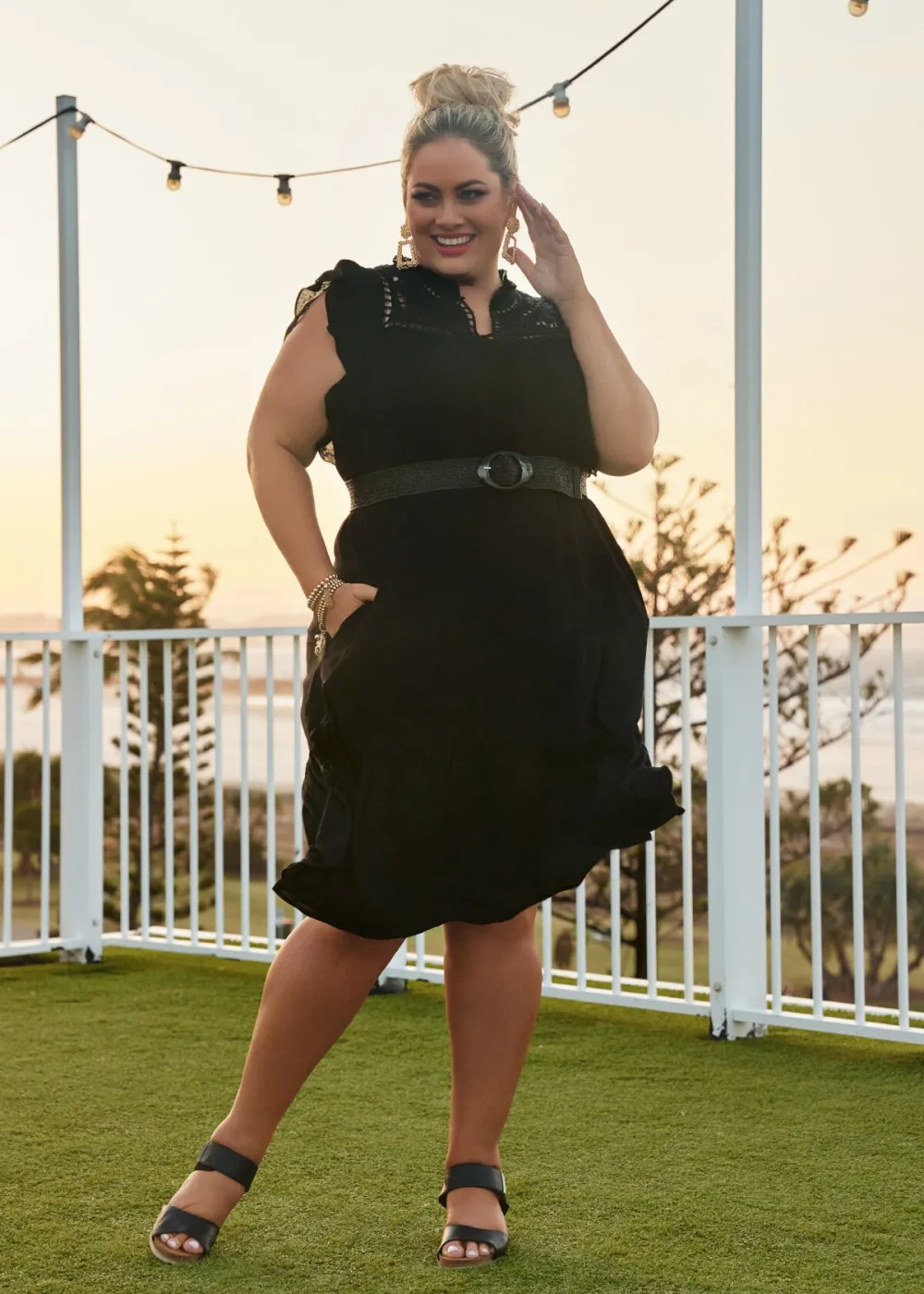Natural Dobby Cutout Dress