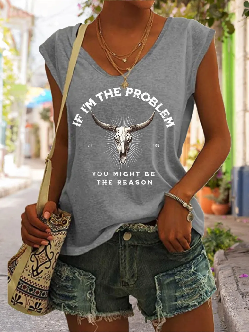 Women's   If I'm The Problem You Might Be The Reason Est1993 Printed T-shirt