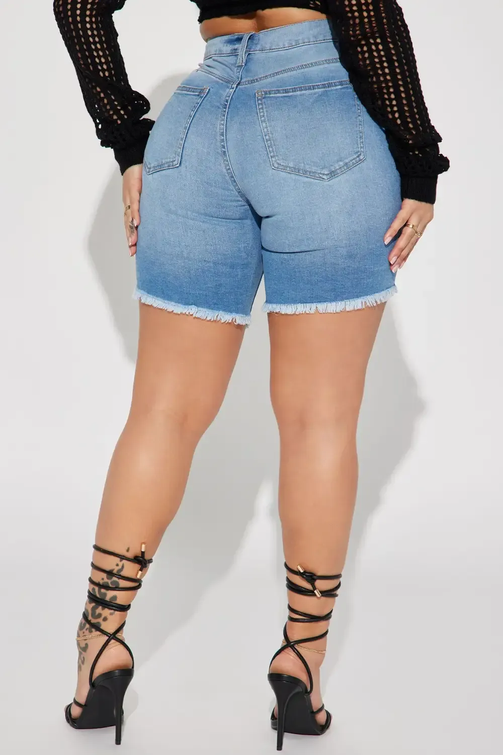 On Vacation High Rise Bermuda Denim Shorts - Medium Wash