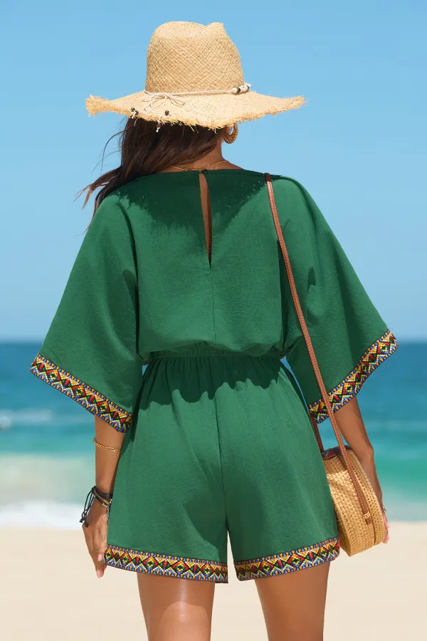 Colorful Threads Green Romper