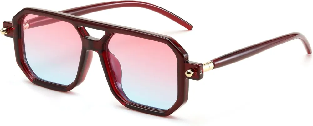 FEISEDY Vintage Square 70s Flat Aviator Sunglasses Women Men Classic Retro Stylish Frame UV400 Sunglasses B2622