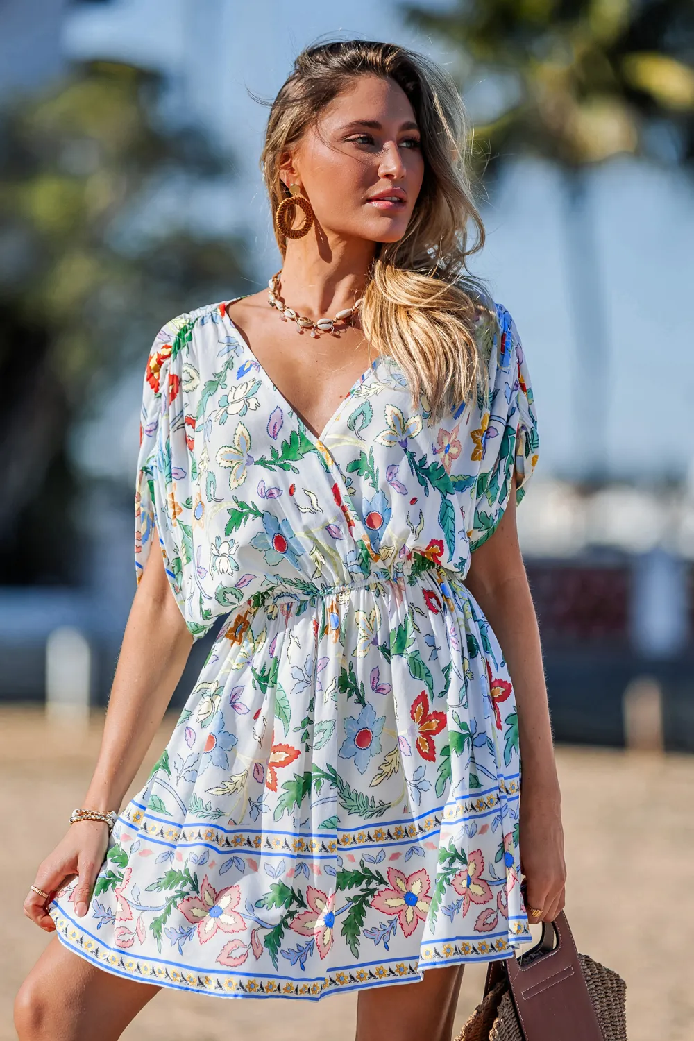Vibrant Vibes Floral Cover-Up Mini Dress