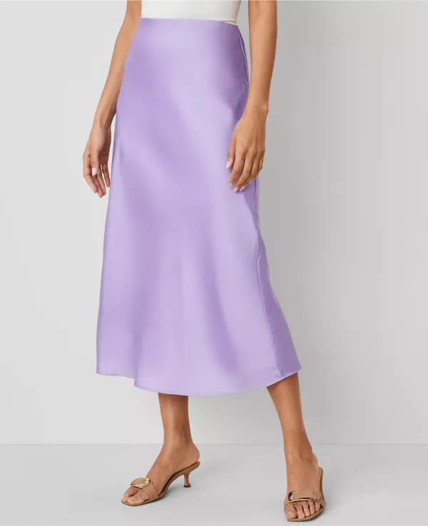 Satin Bias Midi Slip Skirt