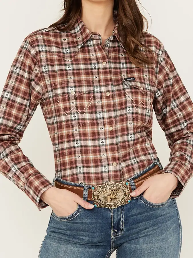 Women's Vintage Western Art Print Casual Linen Shirt
