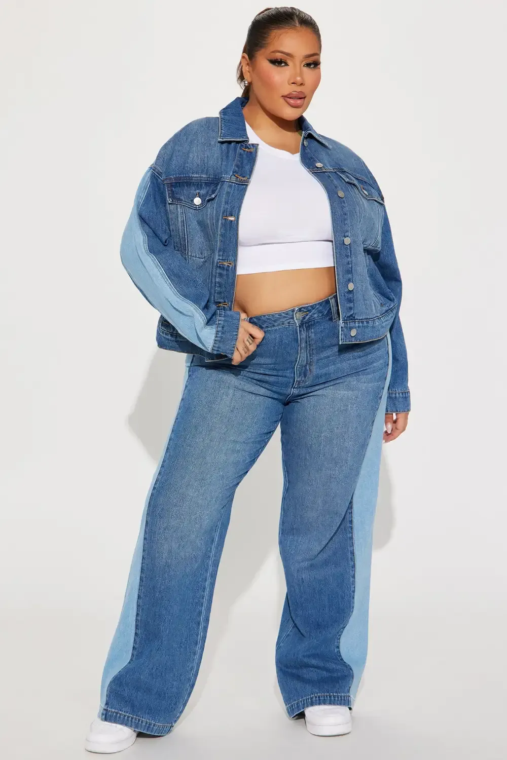 Double Down Wide Leg Jeans - Medium Wash