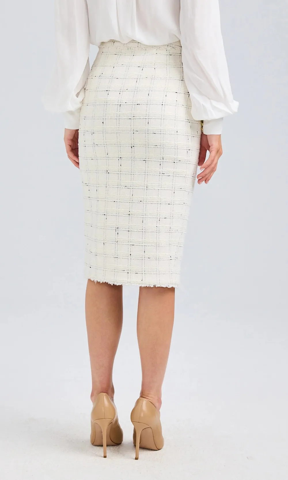 Arcadia Windowpane Tweed Skirt