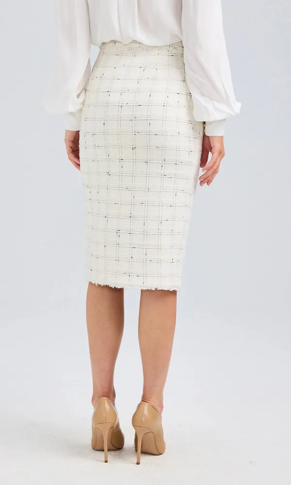 Arcadia Windowpane Tweed Skirt