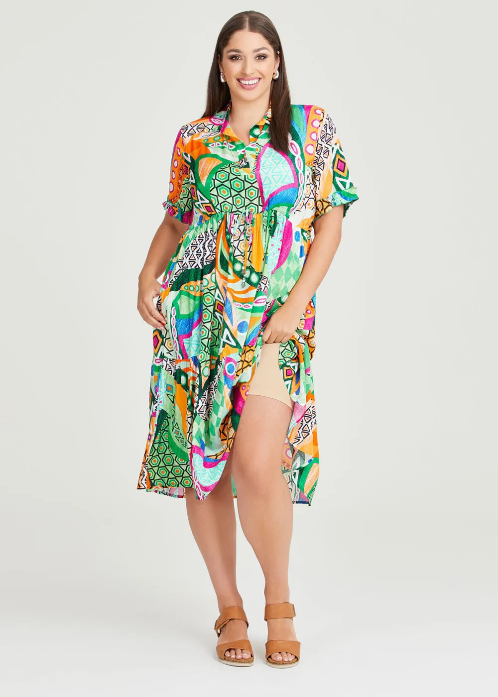 Retro Natural Tier Dress