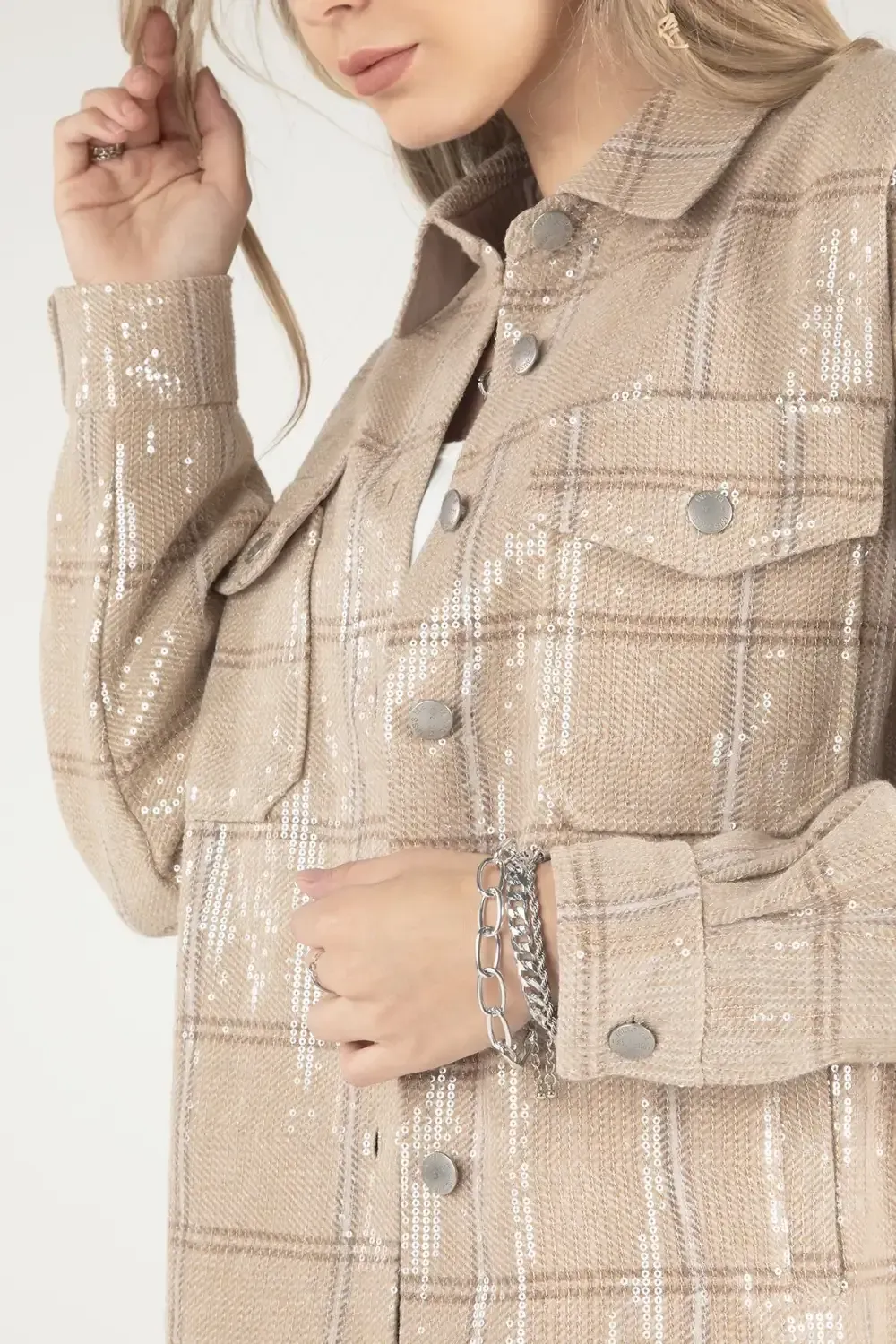 Sequin Plaid Shacket