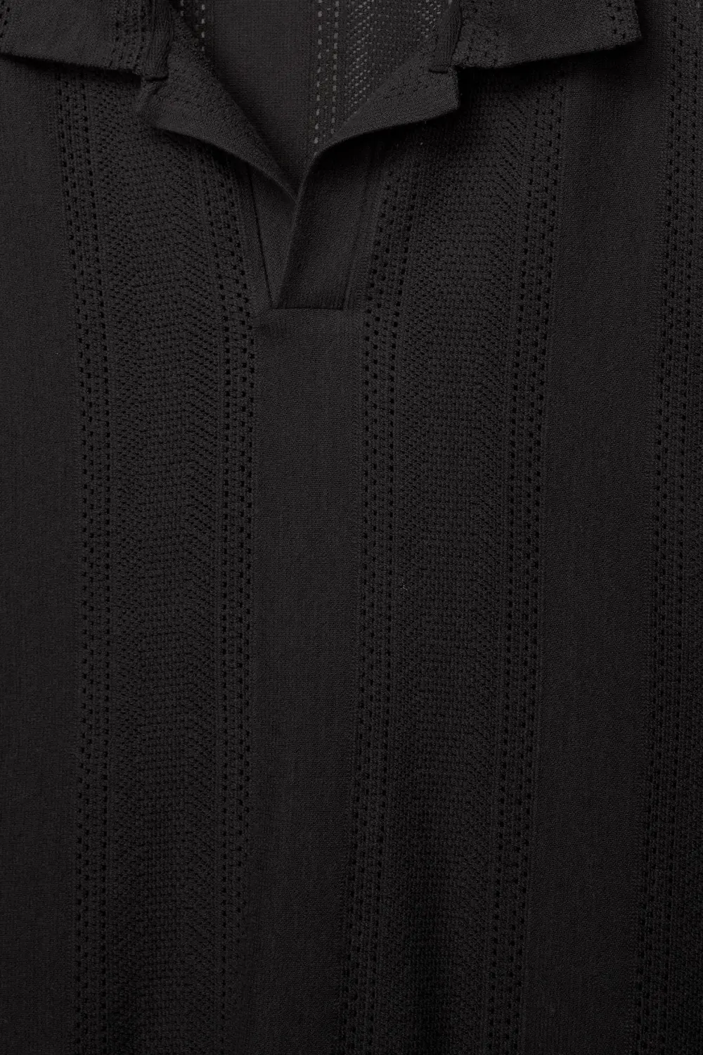 Rustic open-knit polo shirt