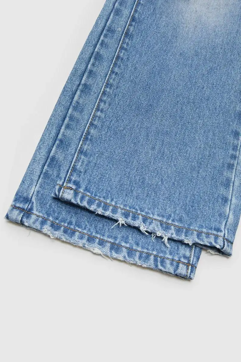 Cut Out Raw Hem High Waist Straight Leg Cropped Jeans