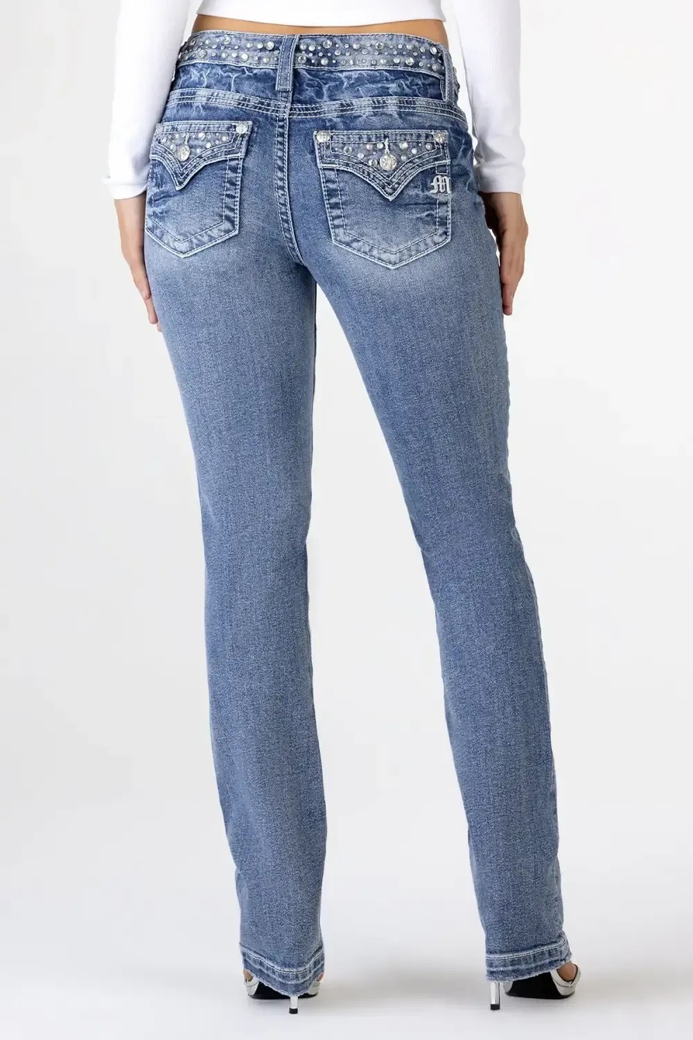 Clara Rhinestone Straight Jeans