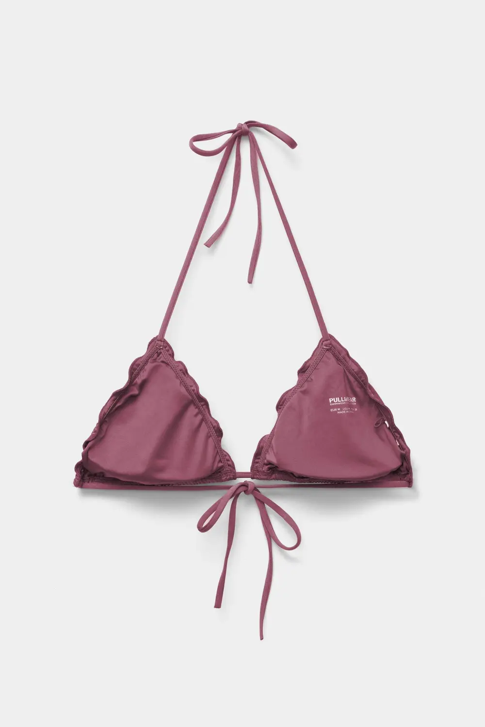 Ruffled triangle bikini top