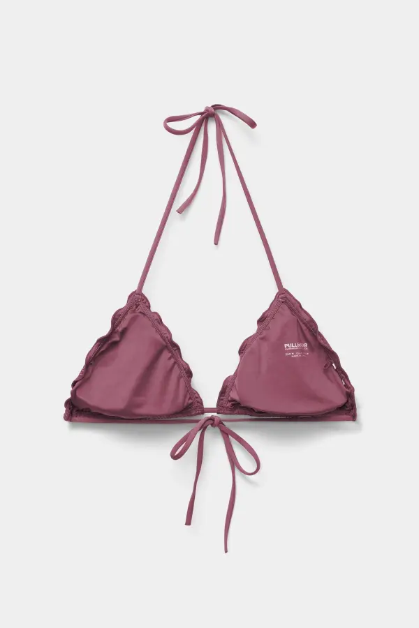Ruffled triangle bikini top