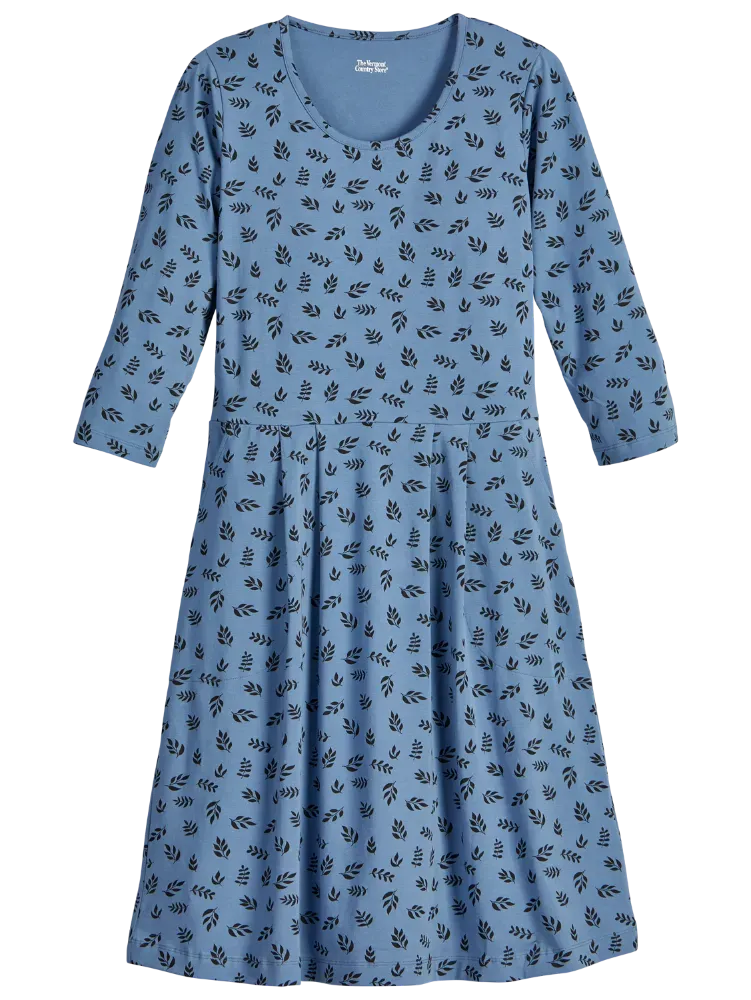 Floral Blossoms Print Pleated Knit Dress